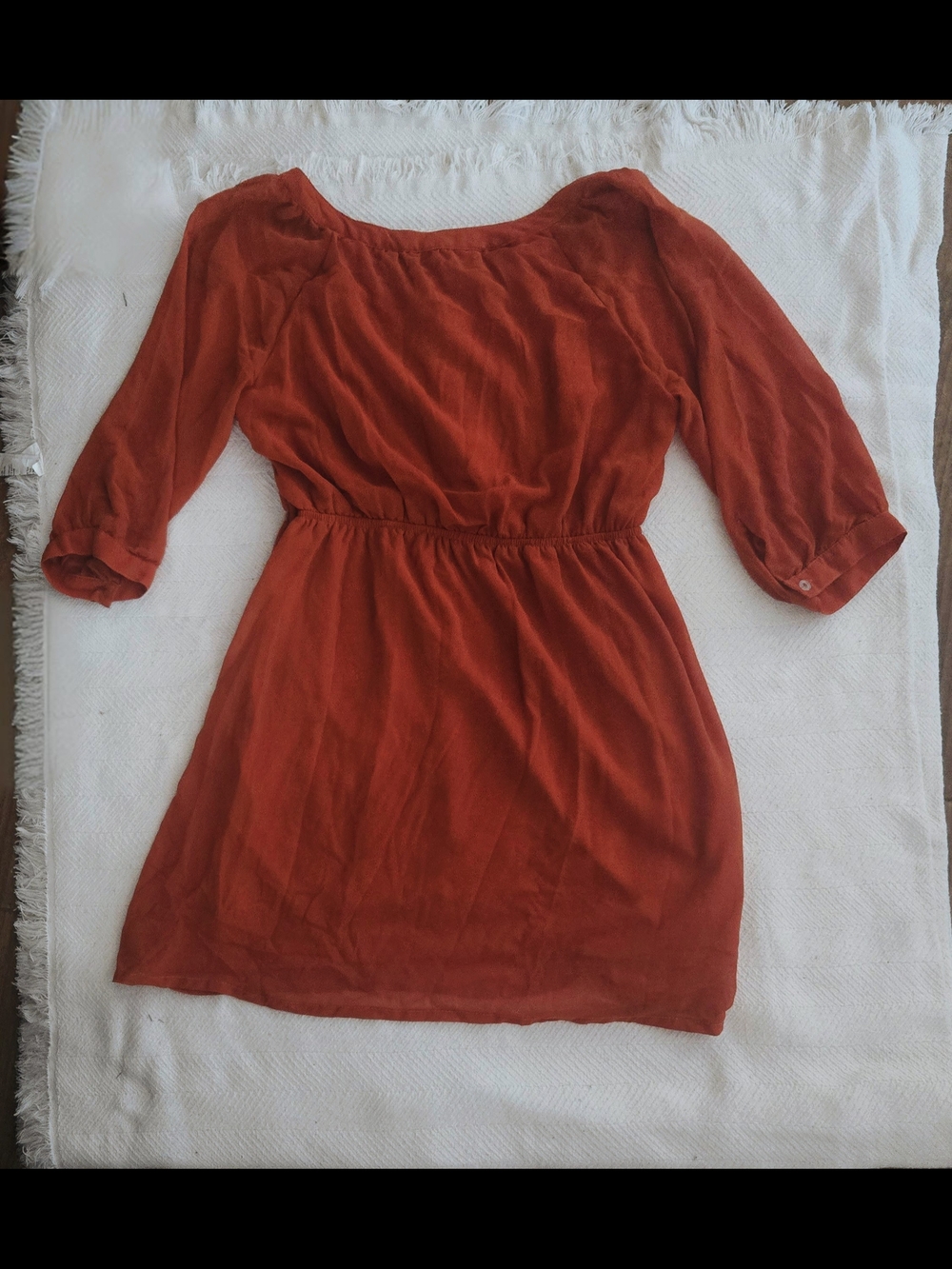 Rust Button-Front Short Dress - Picture 2 of 3